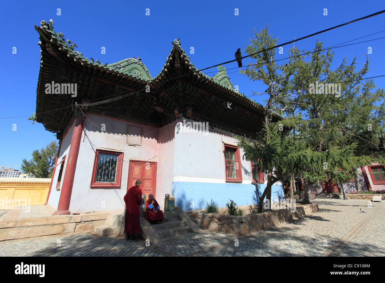 Die Gandantegchinlen Chiid Kloster ehemals Gandan Kloster ist ein tibetisch-Stil in der mongolischen Hauptstadt Stockfoto