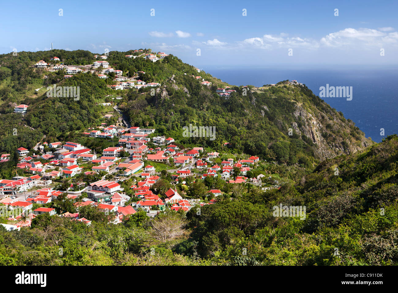 Den Niederlanden, Niederländische Karibik Windwardside, Saba Insel. Dorf. Stockfoto
