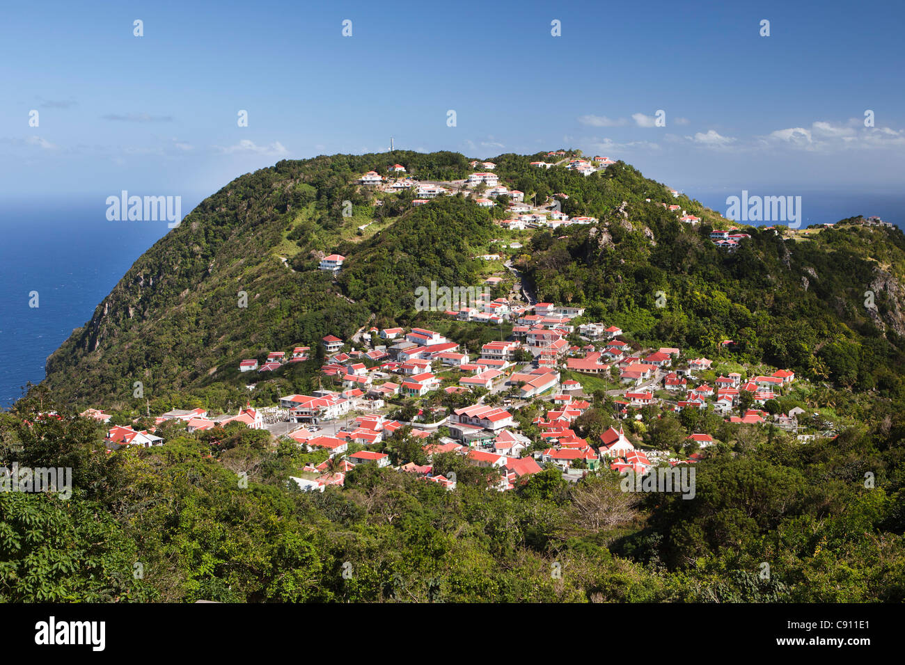 Den Niederlanden, Niederländische Karibik Windwardside, Saba Insel. Dorf. Stockfoto