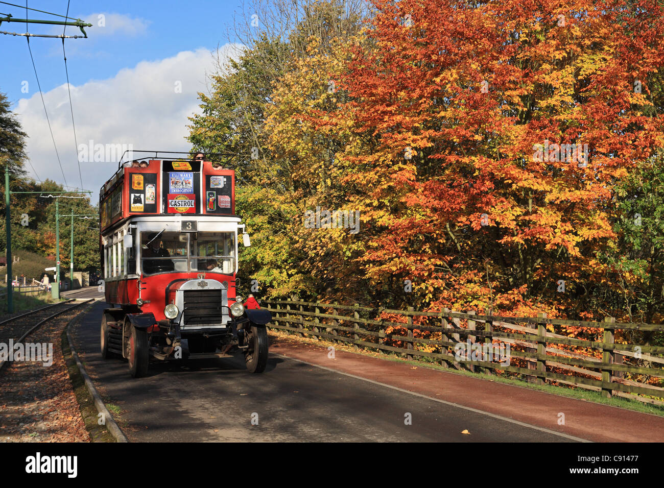 Replica London Bus Beamish Museum, Co. Durham, Nord-Ost-England, UK Stockfoto
