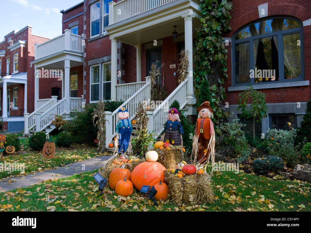 Haus dekoriert für Halloween Montreal Kanada Stockfoto