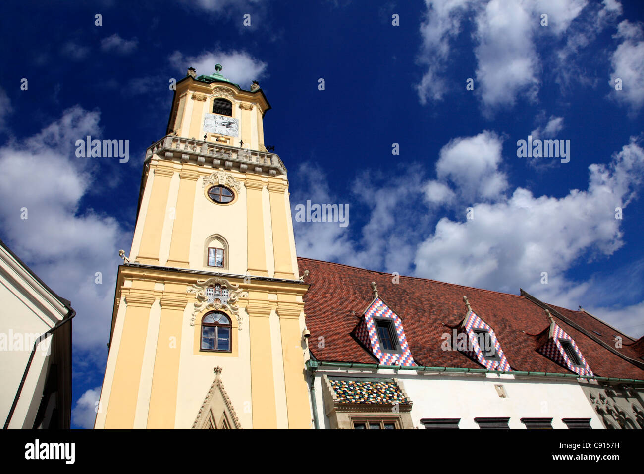 Das Museum der Geschichte der Stadt im alten Rathaus Gebäude dokumentiert Bratislavas Geschichte aus dem Mittelalter, die Stockfoto