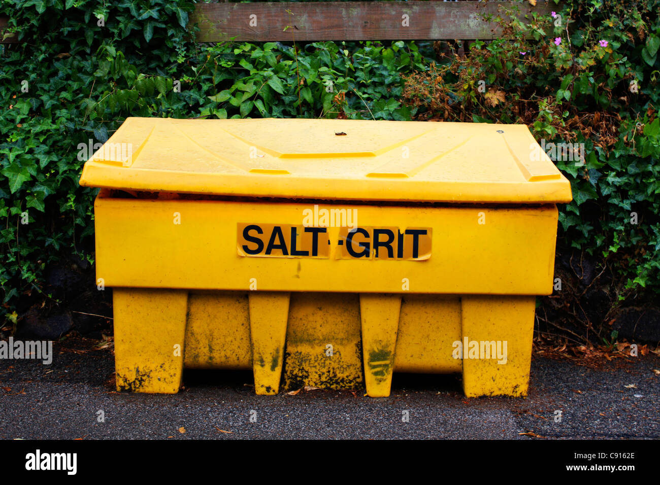 Salz-Splitt-Container, UK Stockfoto