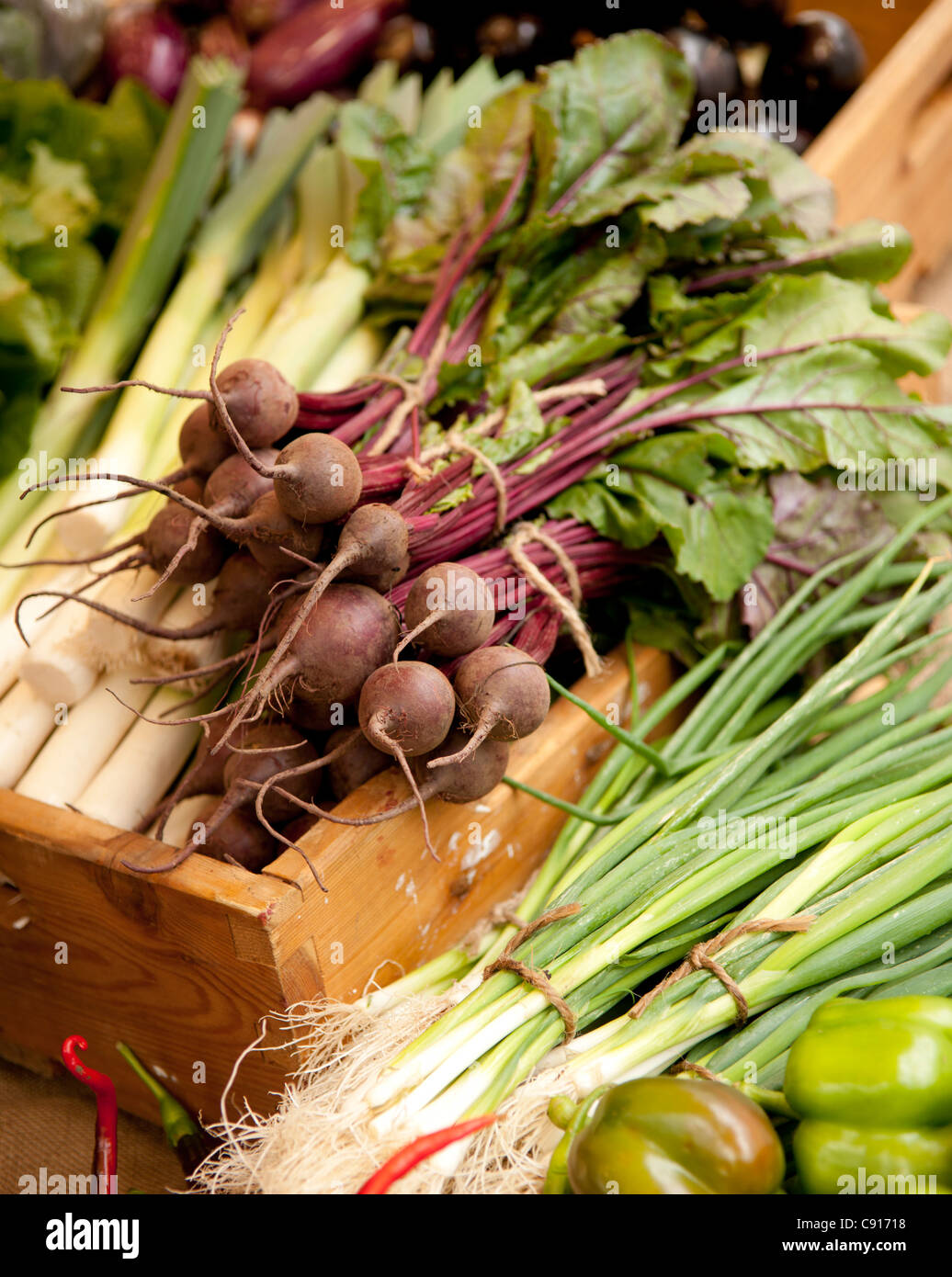 Union Square-Bio-Bauern-Märkte bietet eine unglaubliche Vielfalt von zu Hause angebaut und frisch gepflückten Essen Blumen Obst und Gemüse Stockfoto