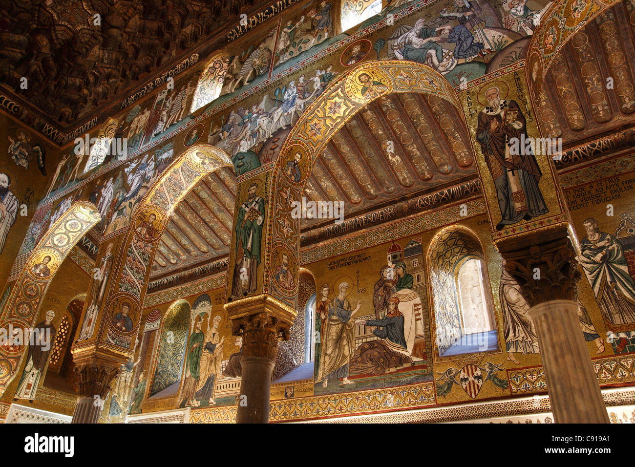 Der Palatin Kapelle Cappella Palatina ist die königliche Kapelle von der normannischen Könige von Sizilien in der Mitte des Palazzo Reale in Stockfoto