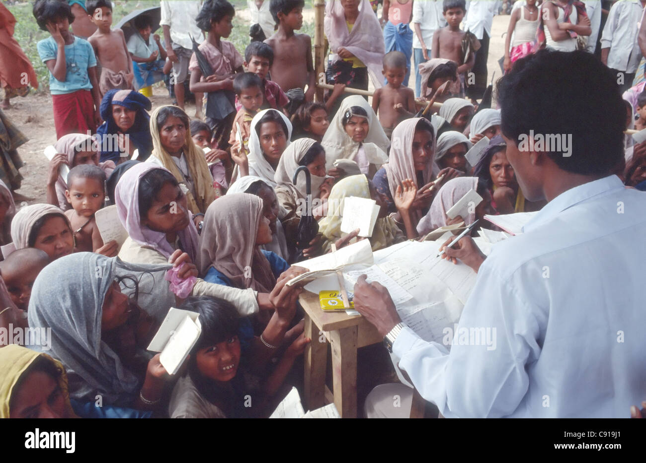 250.000 Rohingya-Flüchtlinge aus Arakan Provinz in Birma fliehen Regierung Unterdrückung. Teknaf. Bangladesch. 1992. Stockfoto
