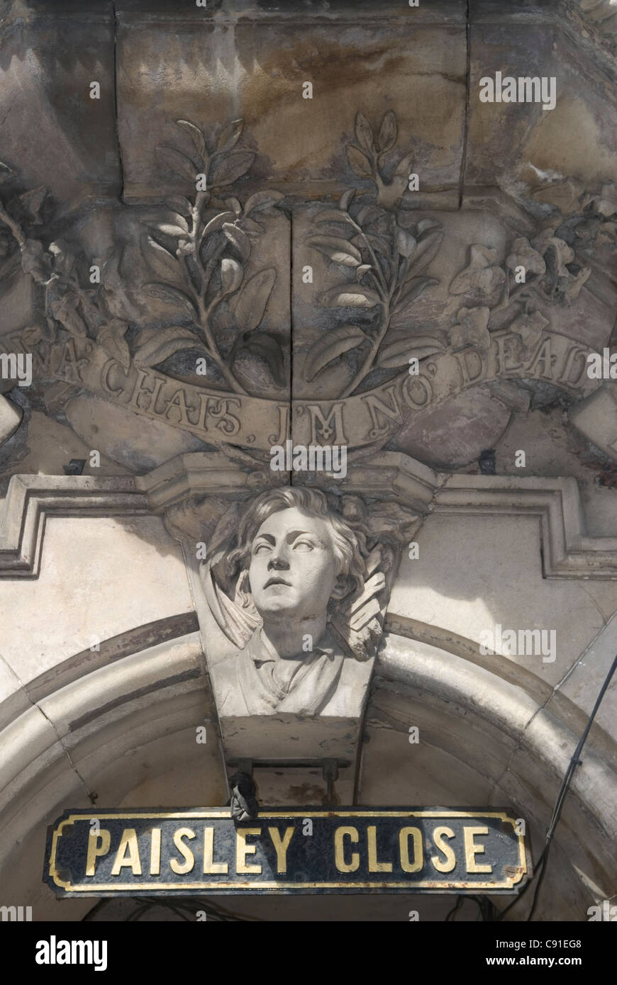 Paisley enge ist bekannt als Standort des Zusammenbruchs einer schlecht gebauten Wohnhaus 35 Menschen getötet und eine Stockfoto