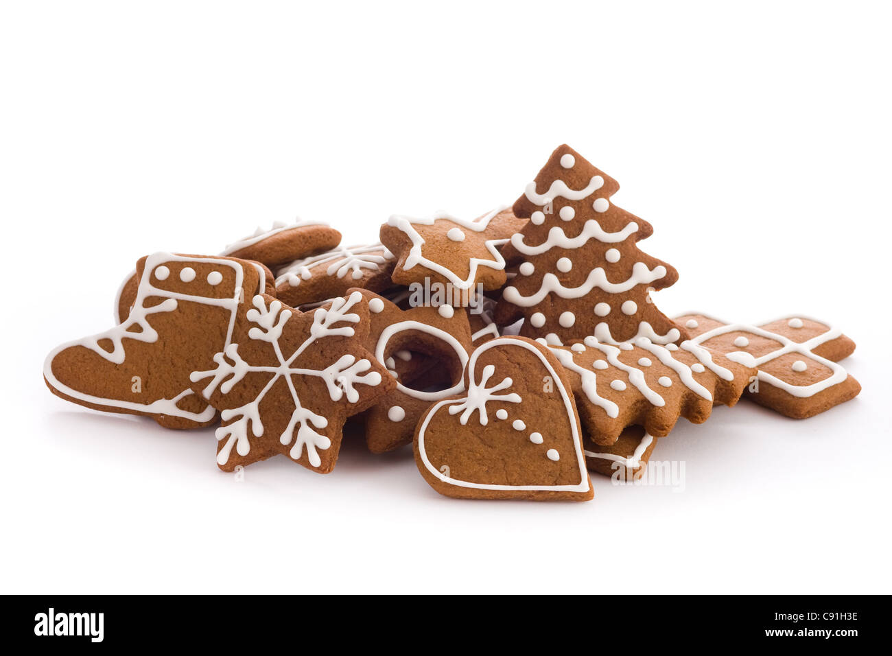 Hausgemachte Weihnachtskekse - Lebkuchen Stockfoto