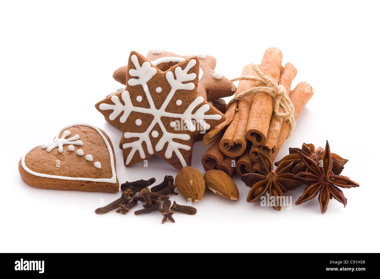 Hausgemachte Weihnachtskekse - Lebkuchen Stockfoto