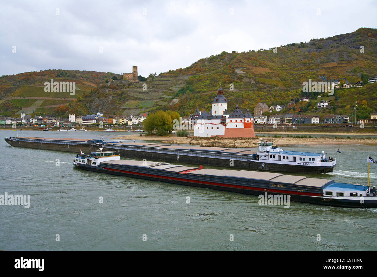 Burg Pfalzgrafenstein und Burg Gutenfels bei Kaub Kulturerbe der Welt: Mittelrhein Oberes Mittelrheintal (seit 2002) Stockfoto