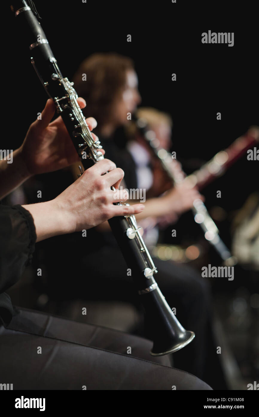 Klarinettist im Orchester Stockfoto