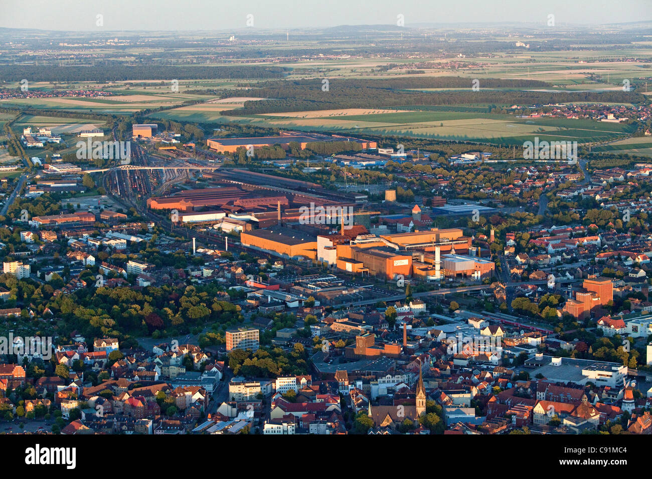 Luftbild des Stahlwerks, Peine, Niedersachsen, Deutschland Stockfoto