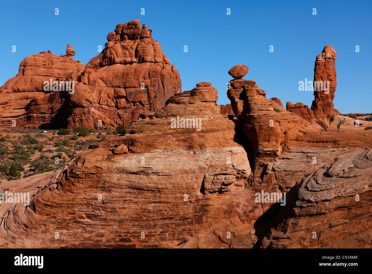 Felsformationen der Garten Eden, Arches-Nationalpark Stockfoto