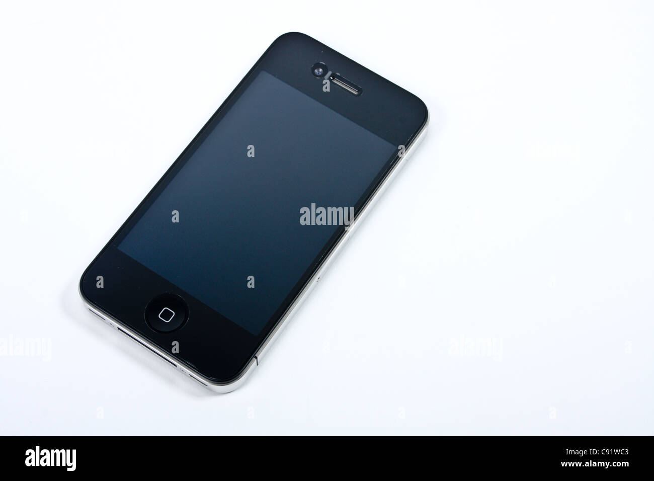Eine Iphone 4 Handy Anzeigen Anwendungstechnik auf weißem Hintergrund schneiden. Stockfoto