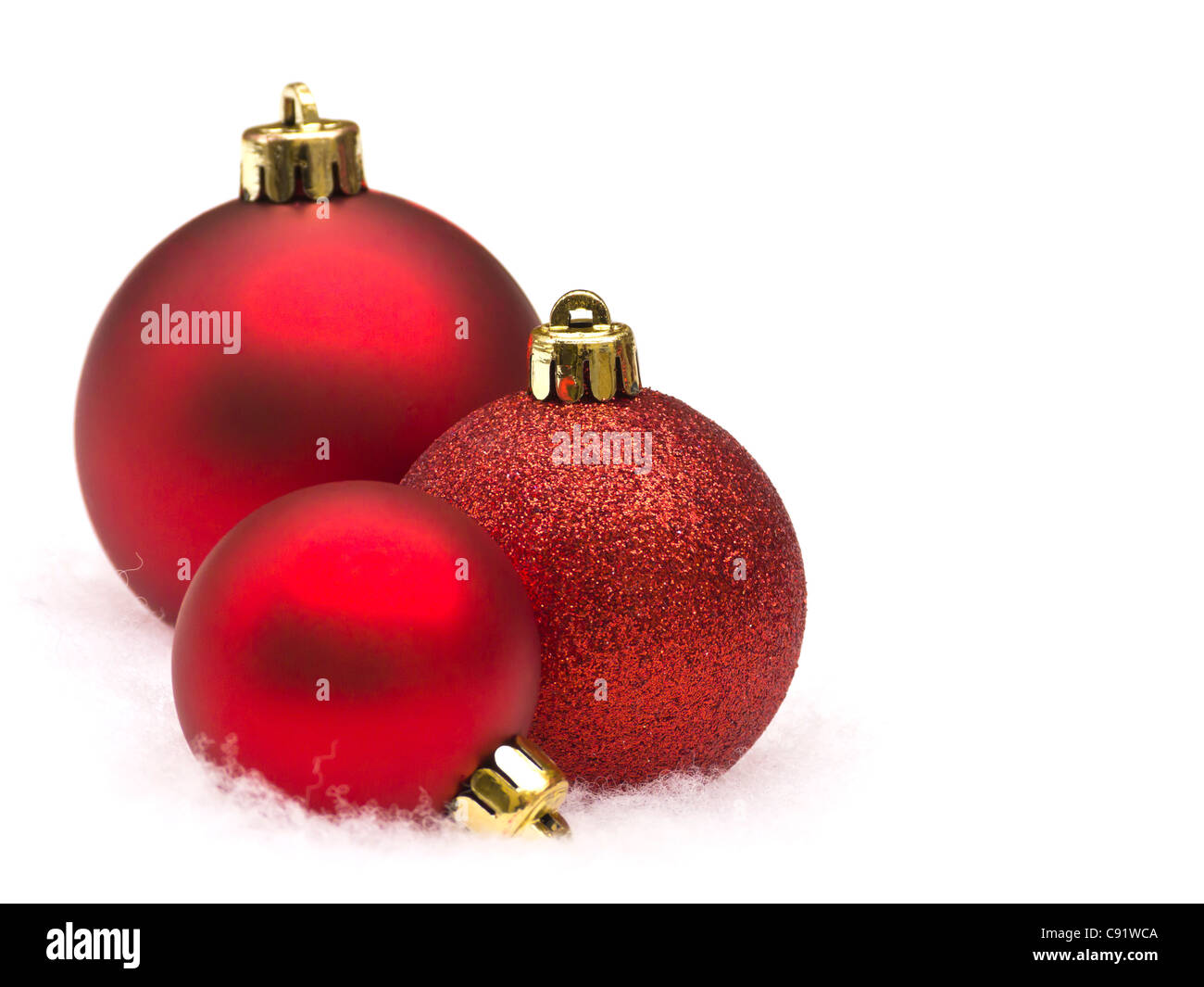 Rote Weihnachtskugeln Stockfoto