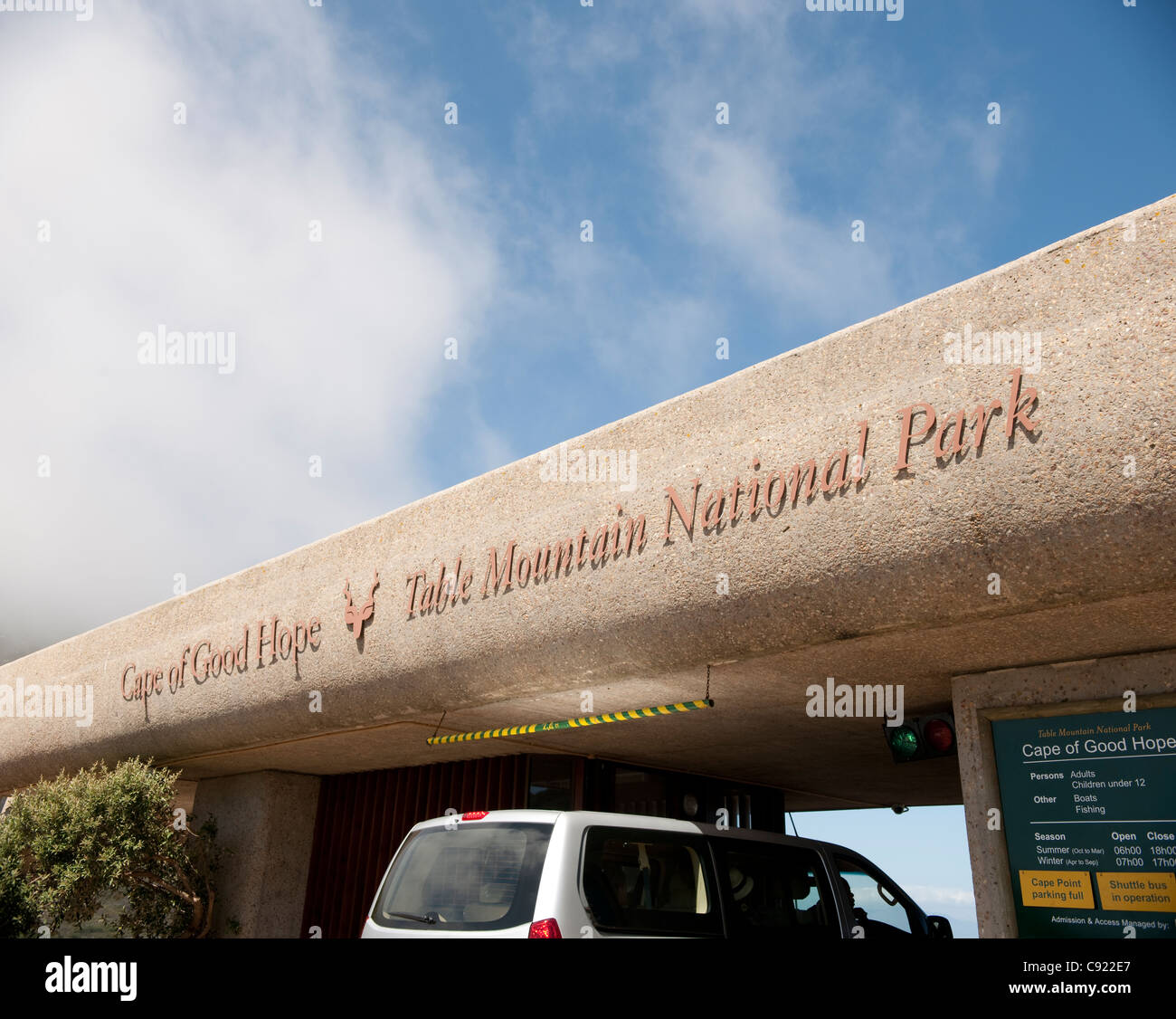 SANParks oder South Africa National Park Verwaltung Südafrikas premier Tierwelt und den natürlichen touristischen Zielgebieten einschließlich Tabelle Stockfoto