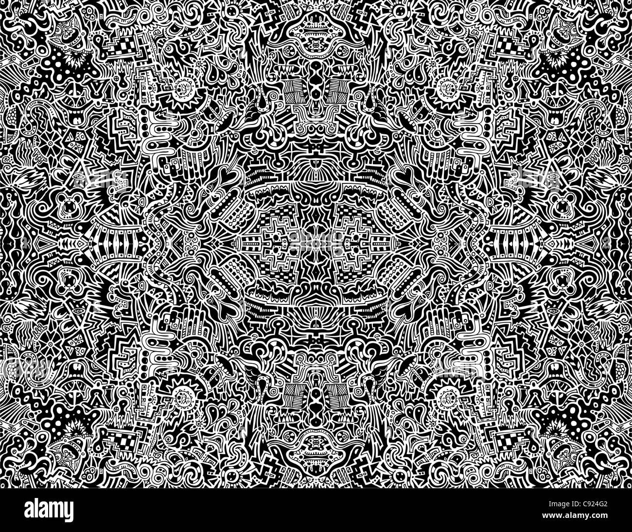 Eine hochkomplexe, symmetrisch, abstrakte nahtlose Darstellung. Stockfoto