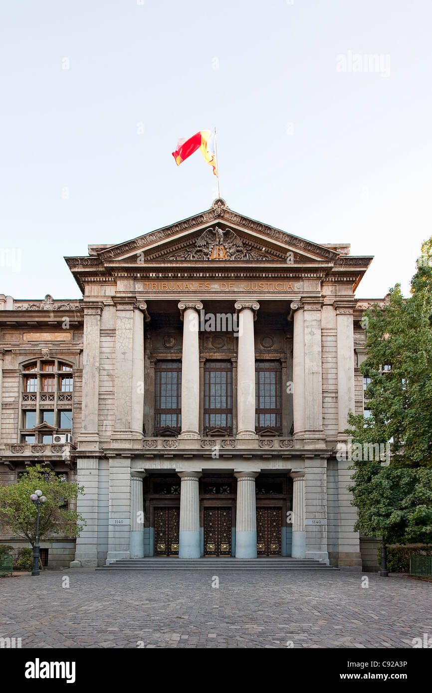 Chile, Santiago, Palacio de Los Tribunales de Justicia (Palast der Courts of Justice), Fassade Stockfoto
