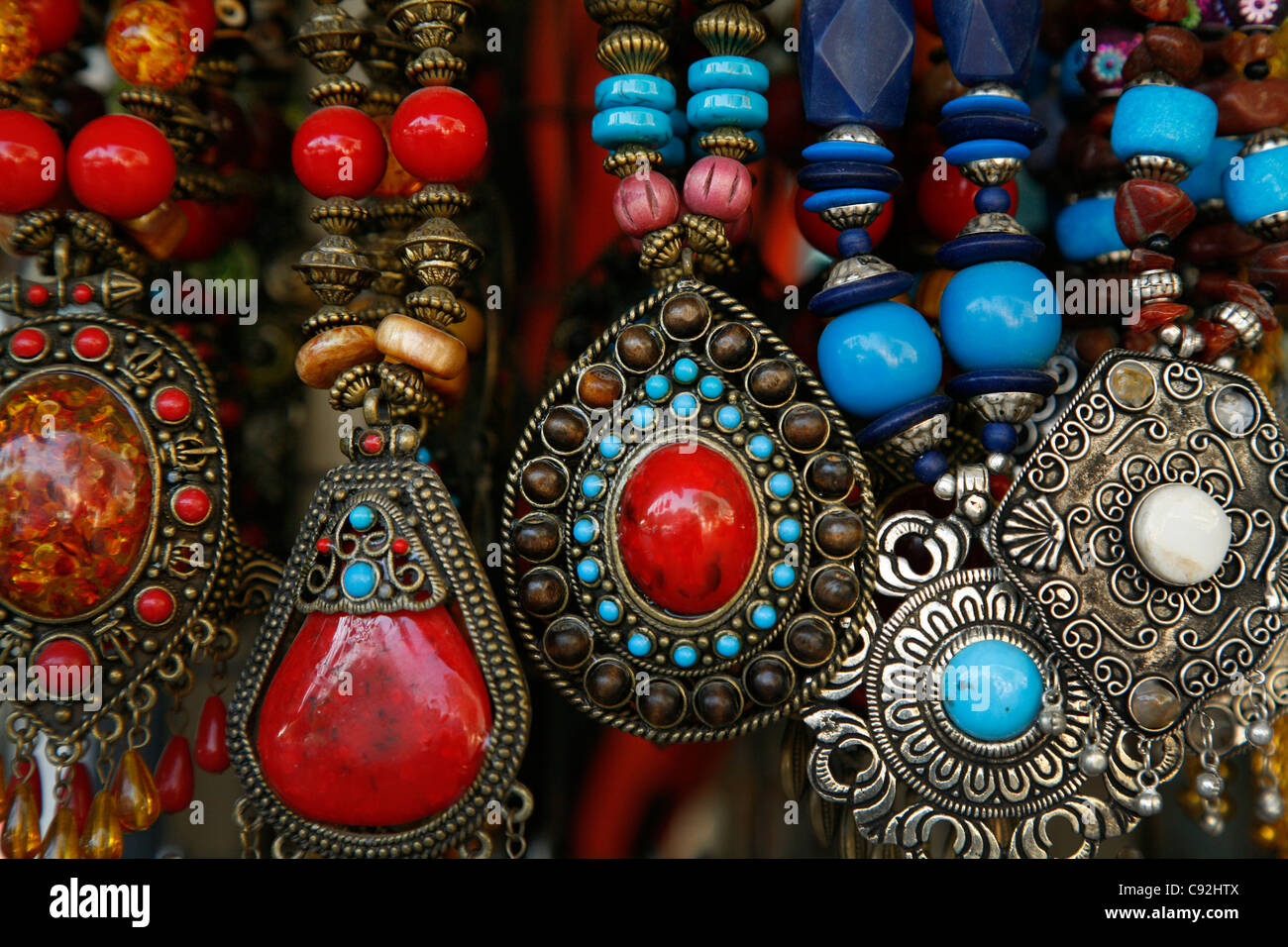 Beduinen Silberschmuck, Aqaba, Jordanien. Stockfoto