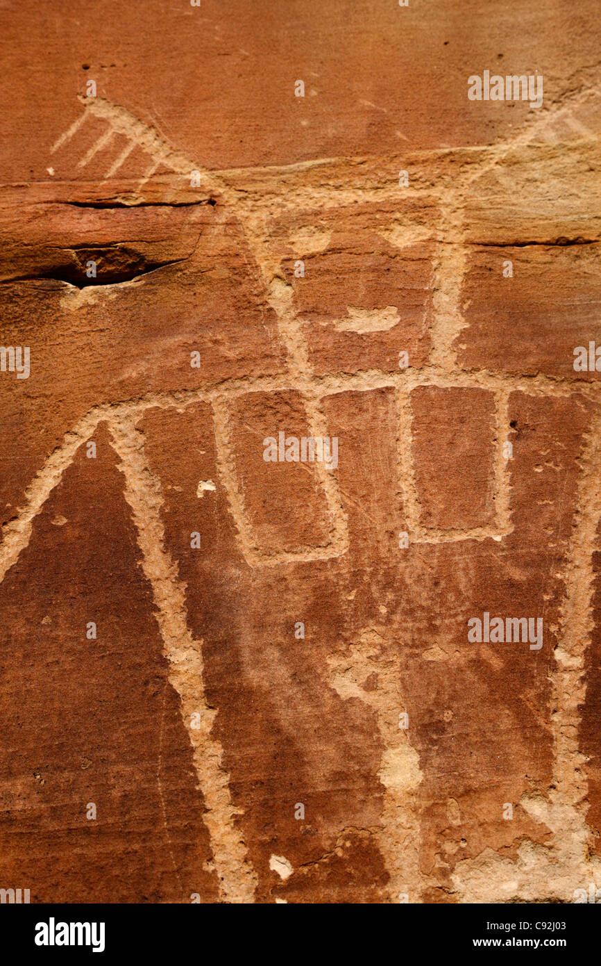 McKee Federn Petroglyphen, Dinosaur National Monument in Utah Stockfoto