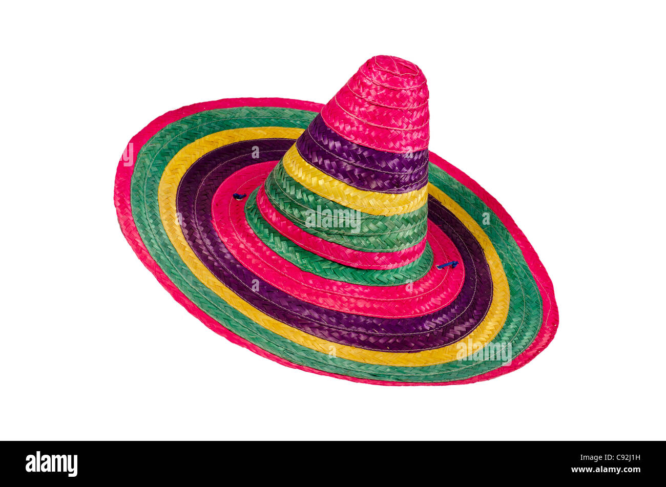 Bunte Sombrero isoliert auf weißem Hintergrund Stockfoto