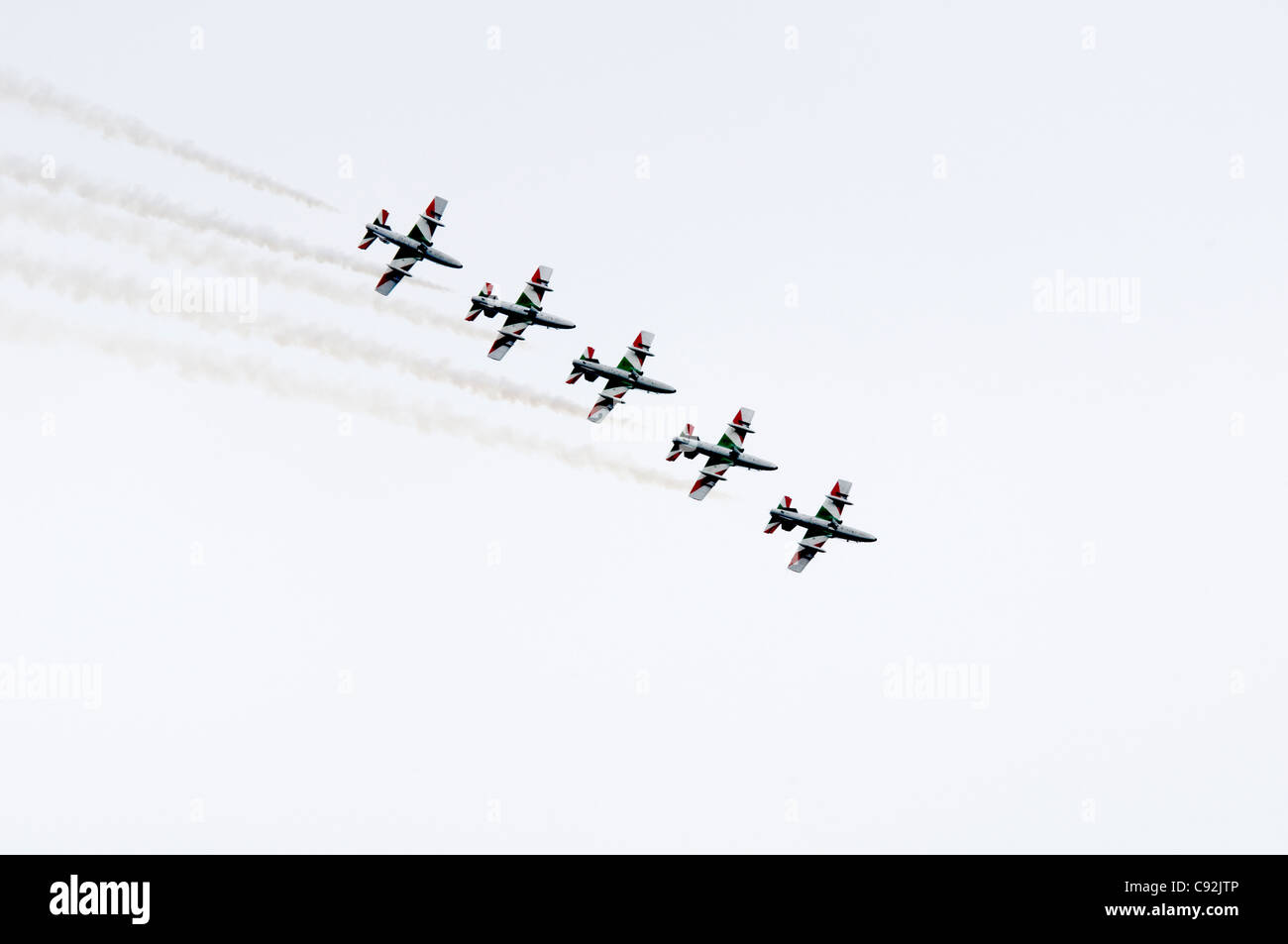 Flugvorführungen von Il Frecce Tricolori. Aemacchi MB339A der Kunstflugstaffel der italienischen Luftwaffe aus Rivolto in Royal International Stockfoto