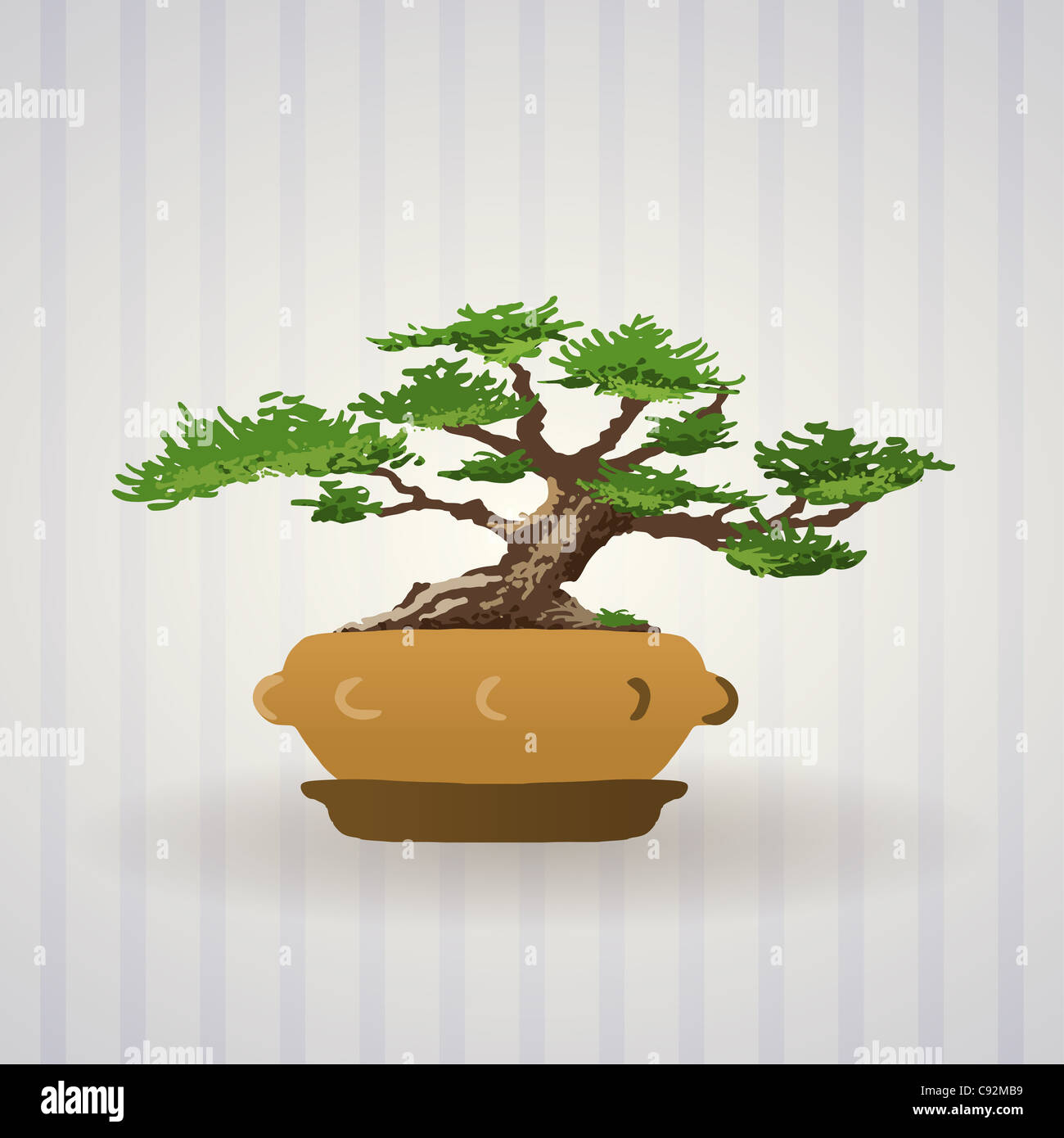 Bonsai Baum Illustrationskunst - asiatische Bonsai Baum Abbildung gezeichnet  als Illustrationskunst Stockfotografie - Alamy