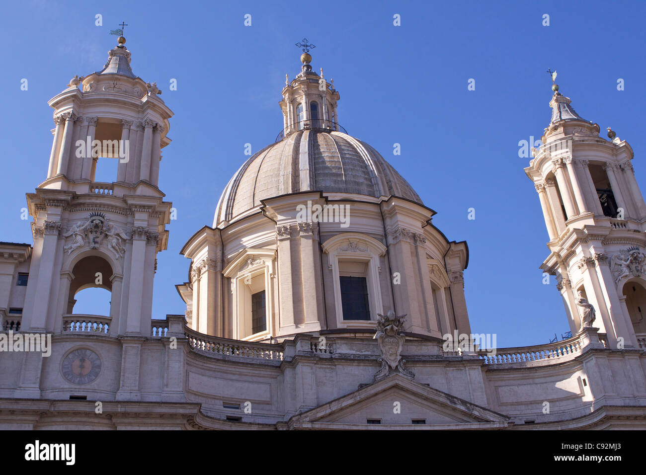 Sant'Agnese in Agone gestaltet die Fassade der Basilika Kirche begonnen im Jahre 1652 von barocken Architekten Francesco Borromini befindet sich Stockfoto