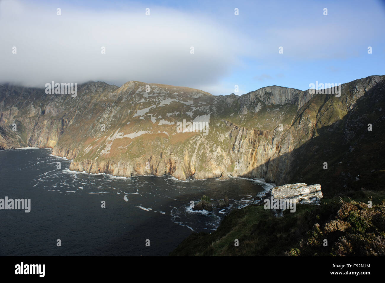 Die Slieve League (Grey Mountain) Klippen, liegt an der West Küste von Co. Donegal Irlands höchsten Klippen in Europa Stockfoto