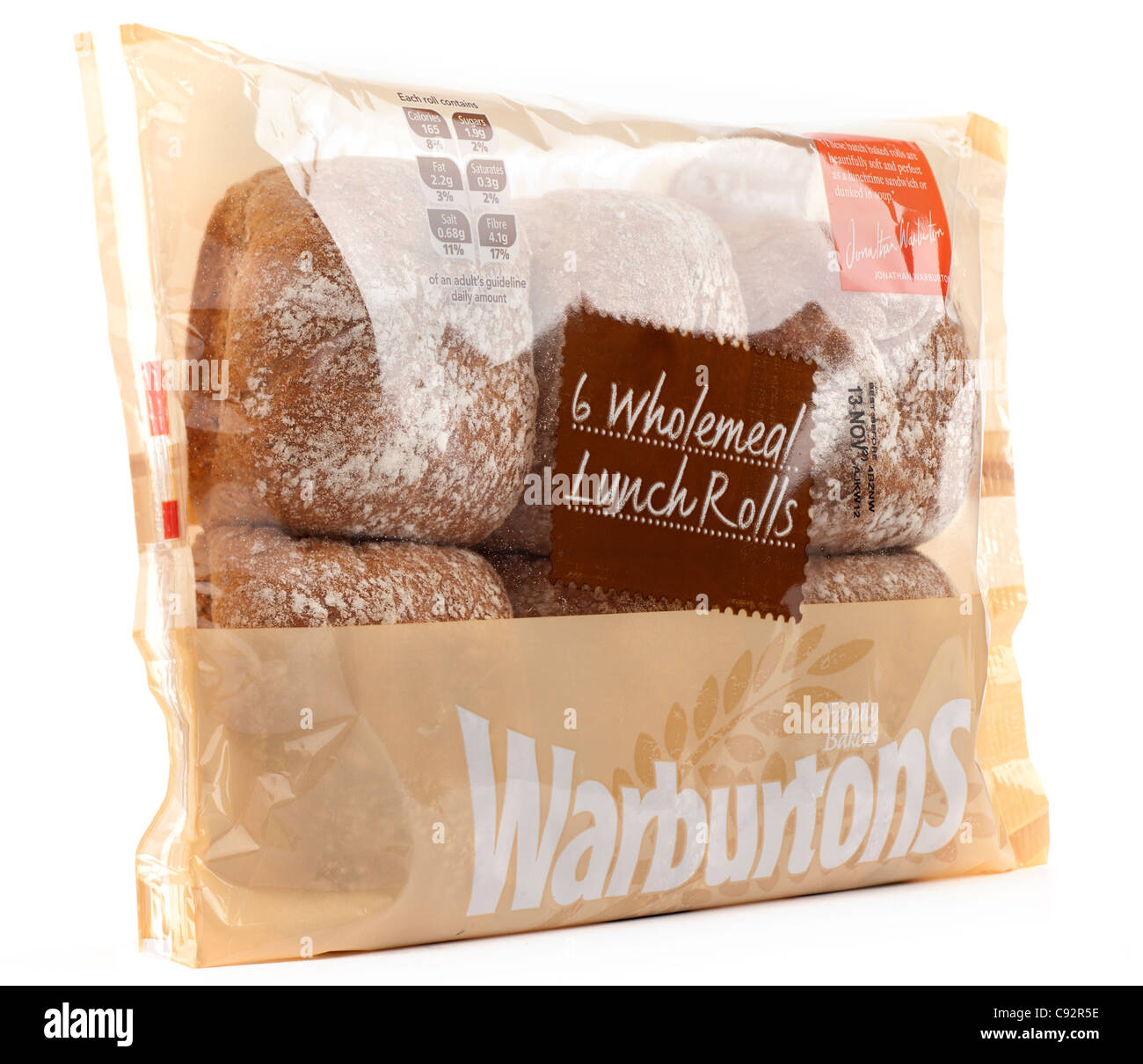 Paket von sechs Jonathan Warburton Vollkorn Mittagessen Brötchen Stockfoto