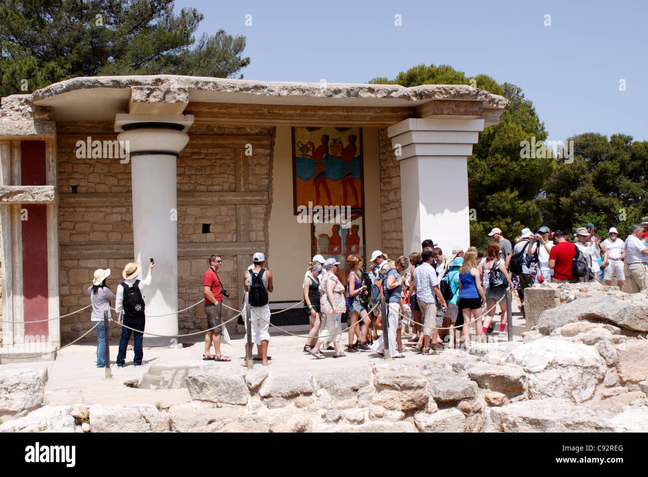 Knossos ist die größte archäologische Stätte der Bronzezeit auf Kreta und war möglicherweise das zeremonielle und politische Zentrum von der Stockfoto
