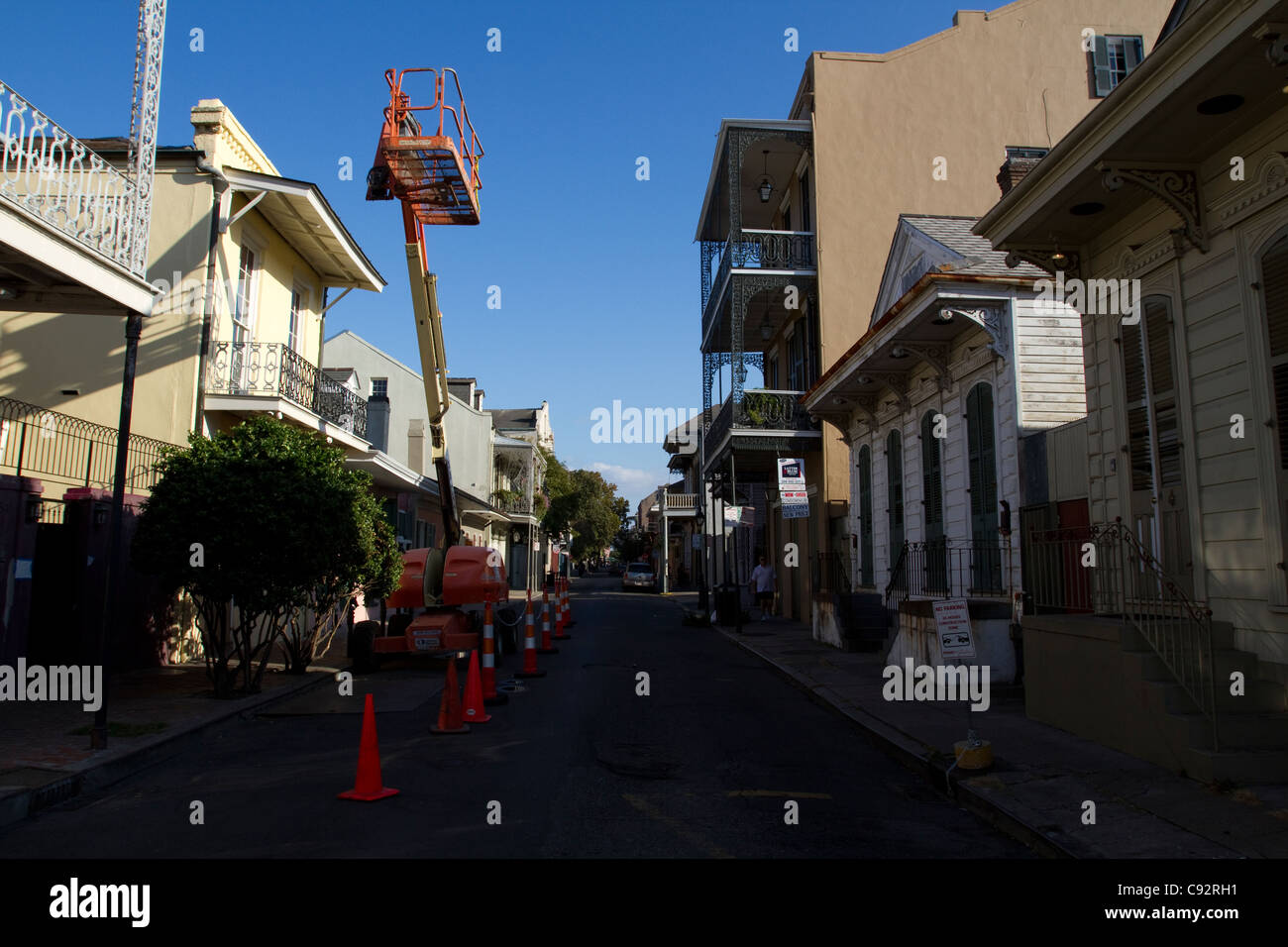 Französischen Viertel New Orleans Hubarbeitsbühne Straße Zapfen USA Louisiana Stockfoto