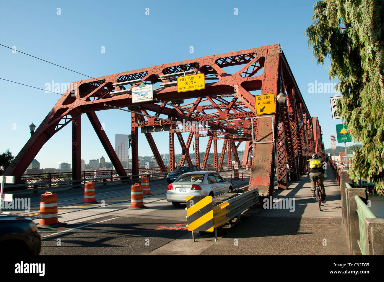 Portland Broadway Brücke Wilamette Fluß Oregon Vereinigte Staaten von Amerika-USA Stockfoto