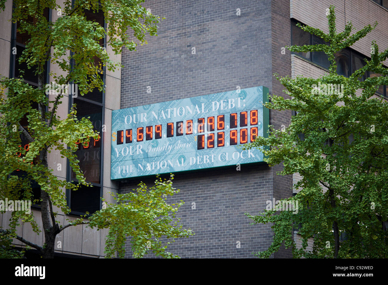 Die Staatsverschuldung Uhr in New York Stockfoto