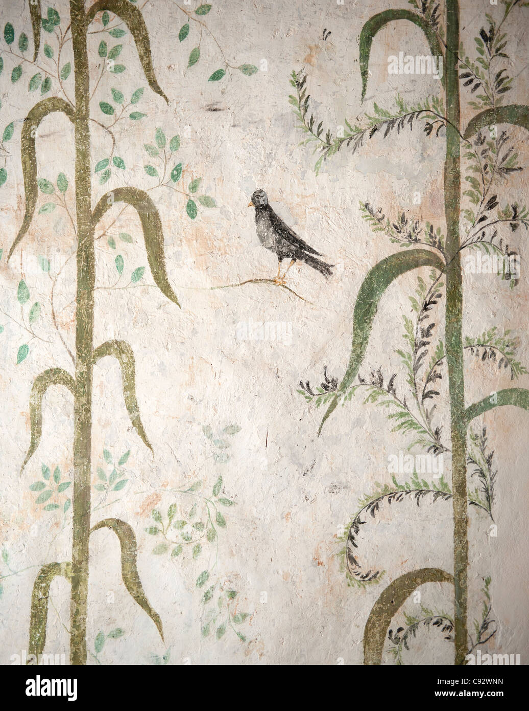 Die Zimmer der Villa Catureglio in Borgo ein Mozzano verfügen über historische Fresken, die lokale Szenen und stammt aus Hunderten von Stockfoto