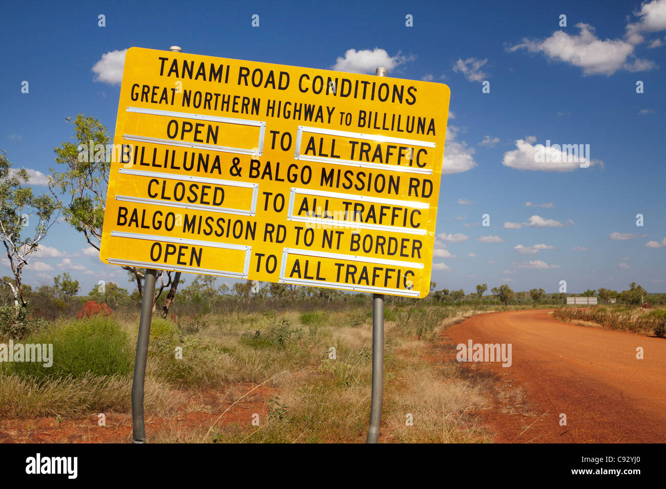Beginn der Tanami Road, Kimberley Region, Western Australia, Australien Stockfoto