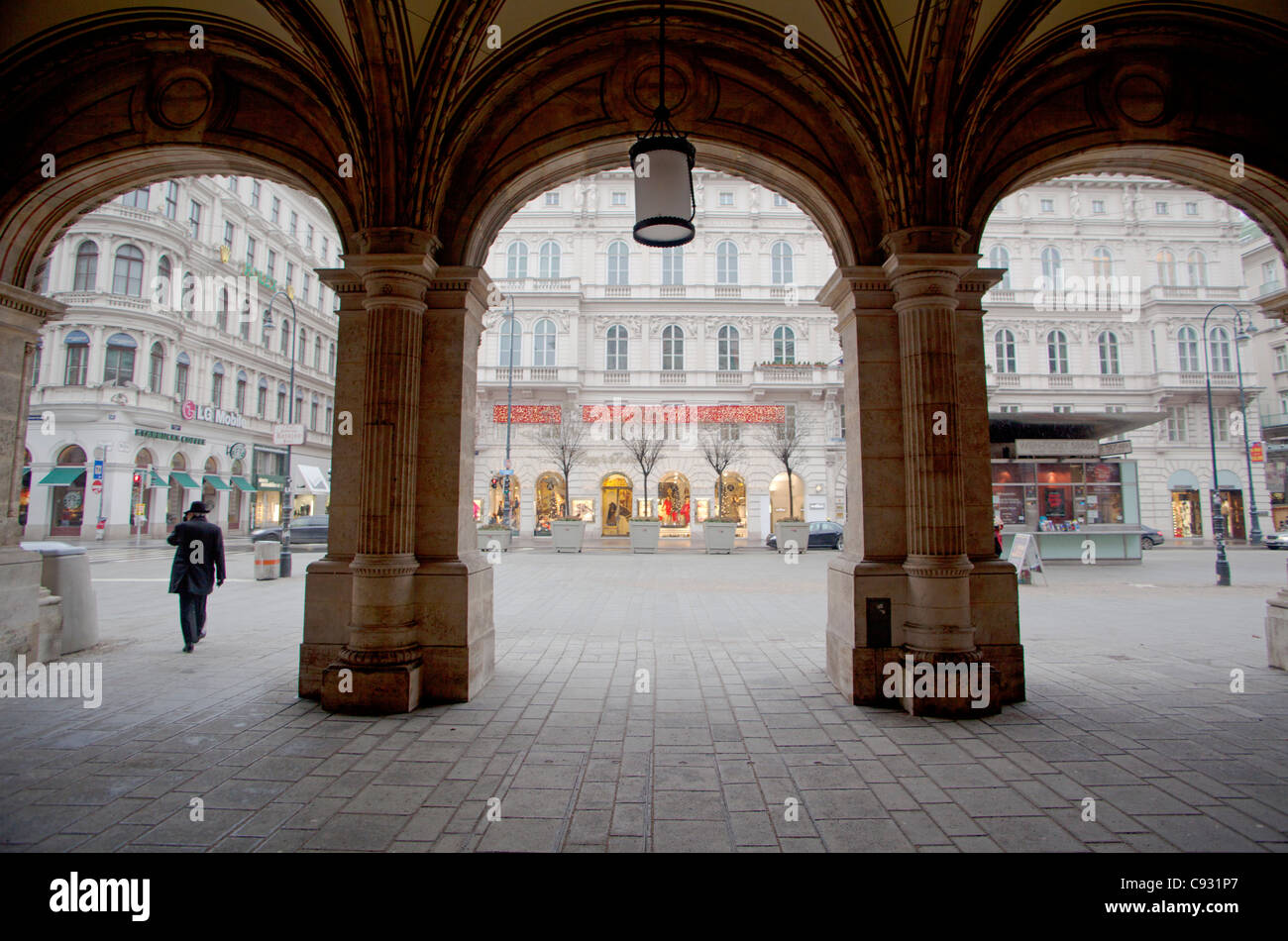 Wien, Österreich; Architektonisches Detail aus dem Opera Theater in der Altstadt Stockfoto