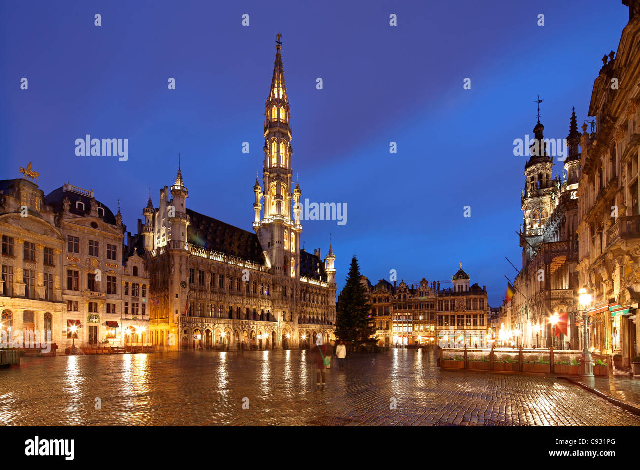 Das Rathaus der Stadt Brüssel ist ein gotischer Bau aus dem Mittelalter, Brüssel, Belgien. Stockfoto