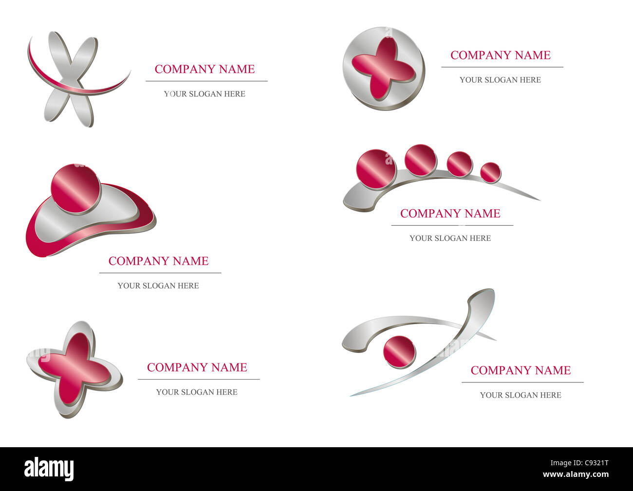 Abstrakten Symbol - rot metallic Firmendesign Stockfoto