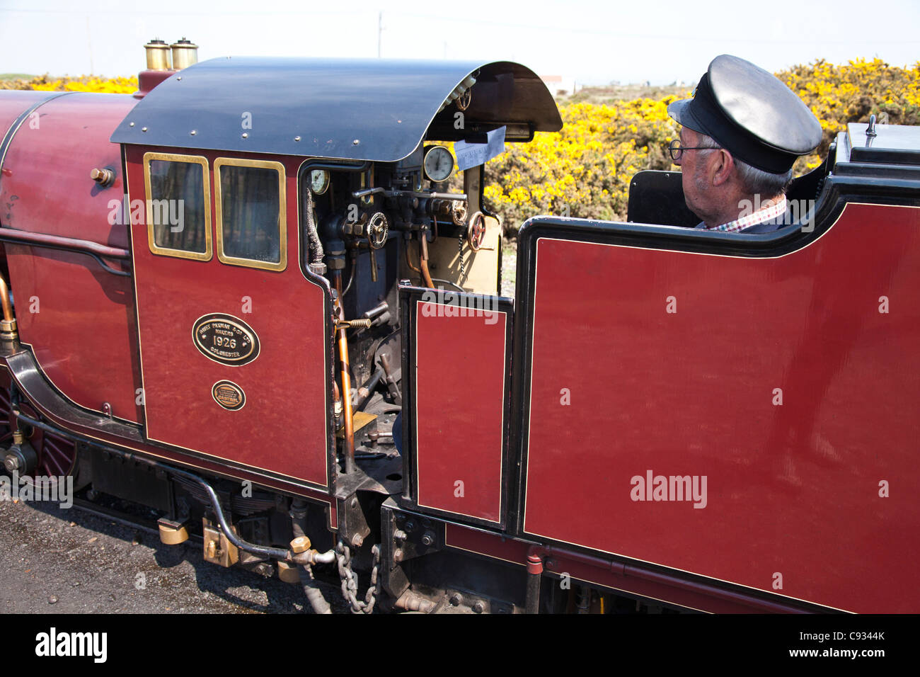 England, Kent, Dungeness. "Herkules", ein Berg-Typ-Dampflokomotive der Romney, Hythe & Dymchurch Railway Stockfoto