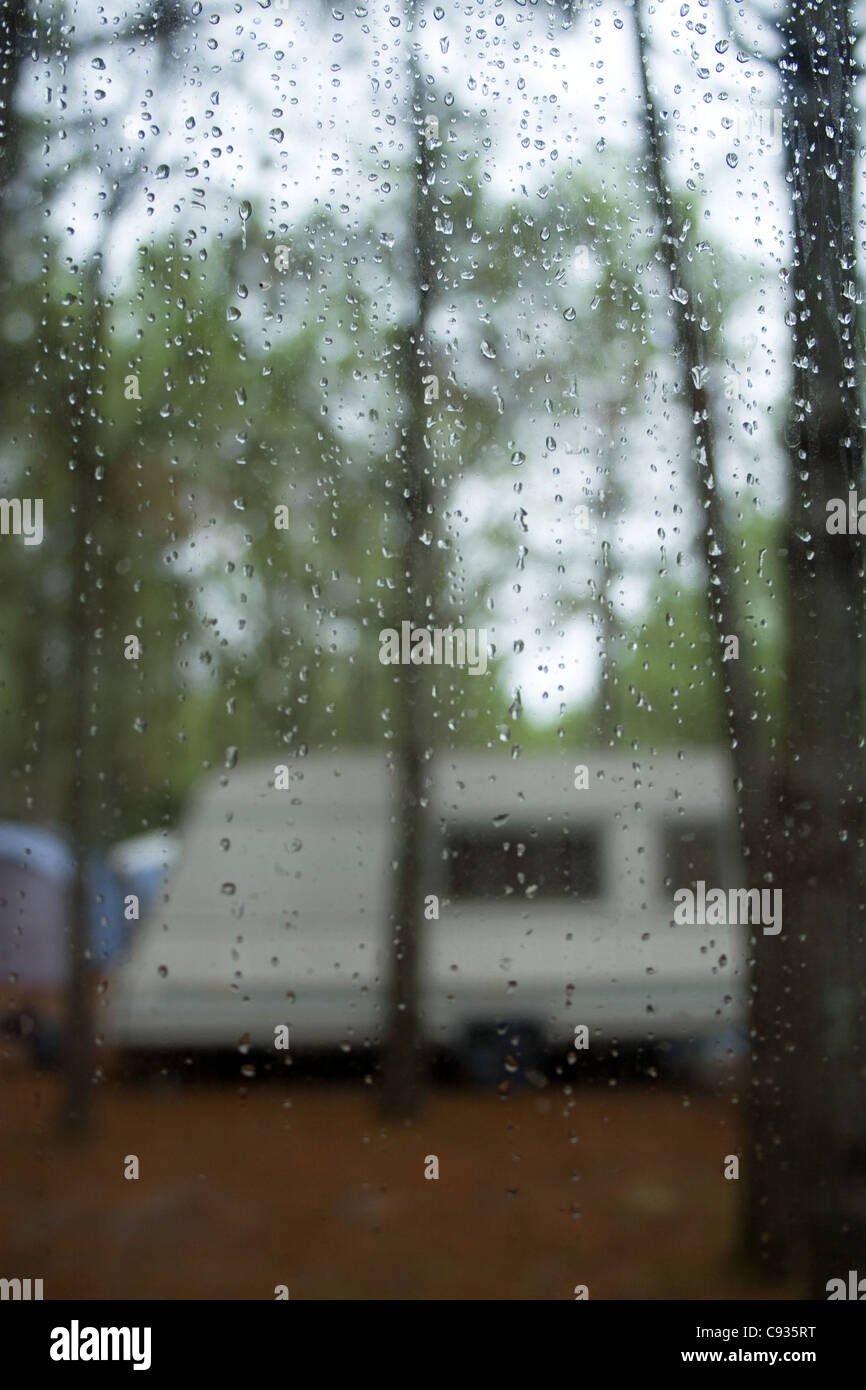Einem regnerischen Campingplatz-Tag Stockfoto