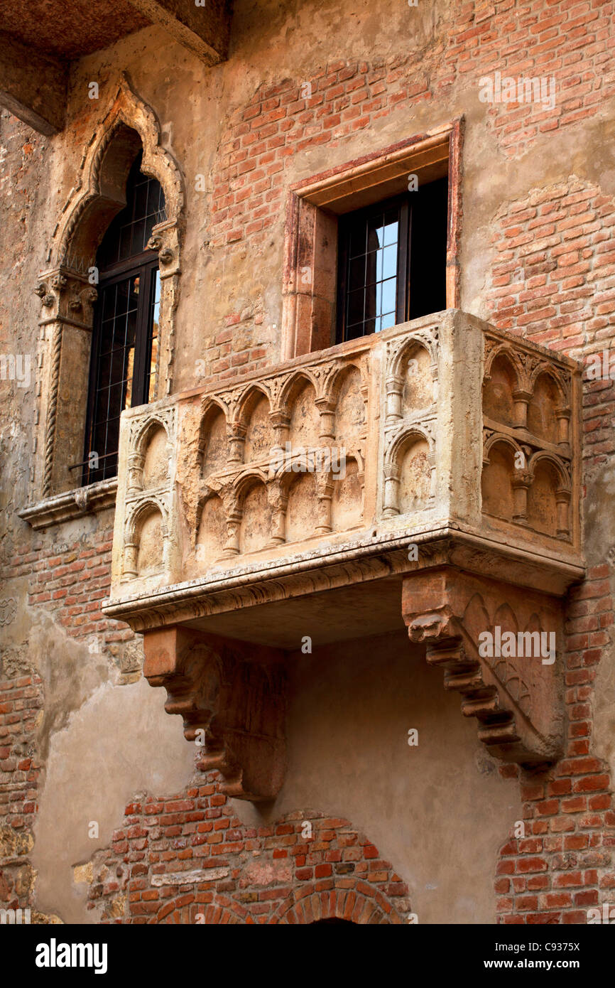 Italien, Veneto, Verona, Julias Balkon, berühmt geworden durch Shakespeares "Romeo und Julia"; Stockfoto