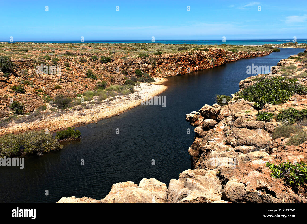 Schlucht-Landschaft am Yardie Creek, Cape Range National Park, Exmouth Westaustralien Stockfoto