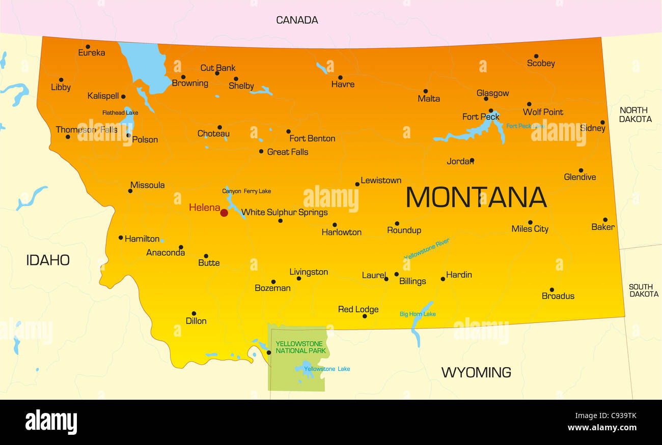 Vektorkarte Farbe des Staates Montana. USA Stockfoto