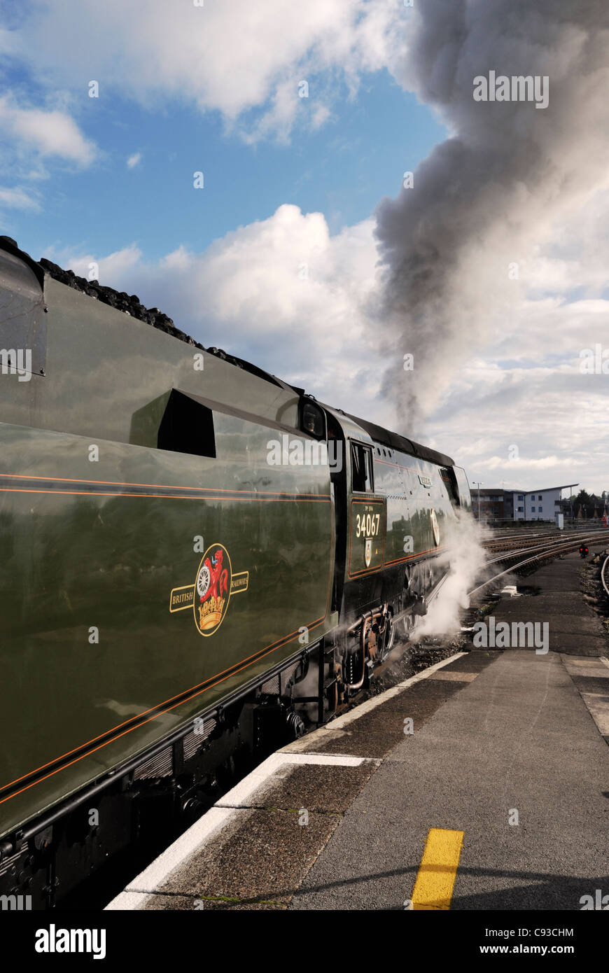 Ex-Südbahn Licht Pazifik 'Tangmere' Bristol Temple Meads auf eine besondere Exkursion Erbe Bahn Tour verlassen. Stockfoto