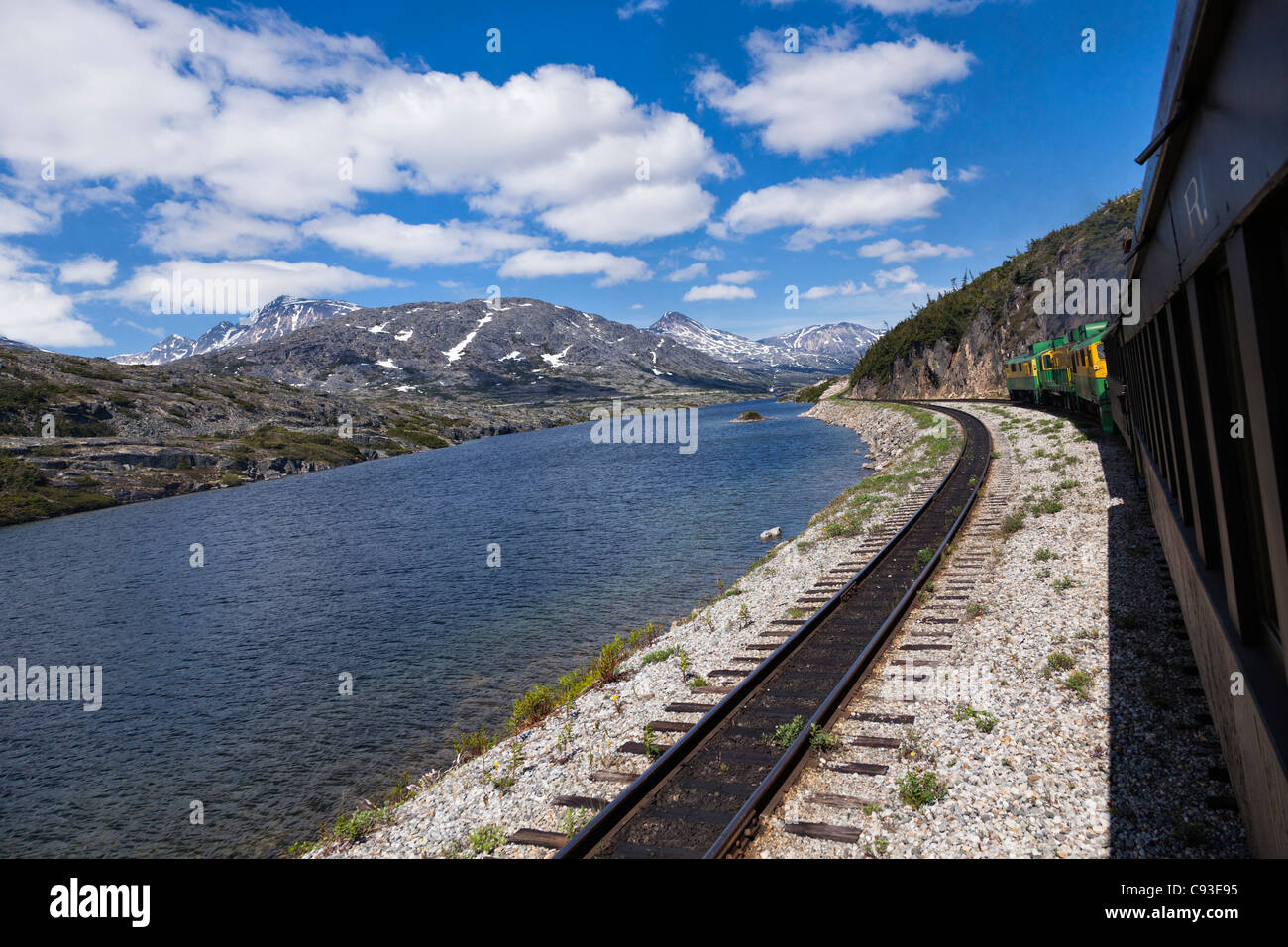 White Pass and Yukon Railroad auf der Strecke von Skagway, Alaska nach Fraser, British Columbia in Kanada Stockfoto