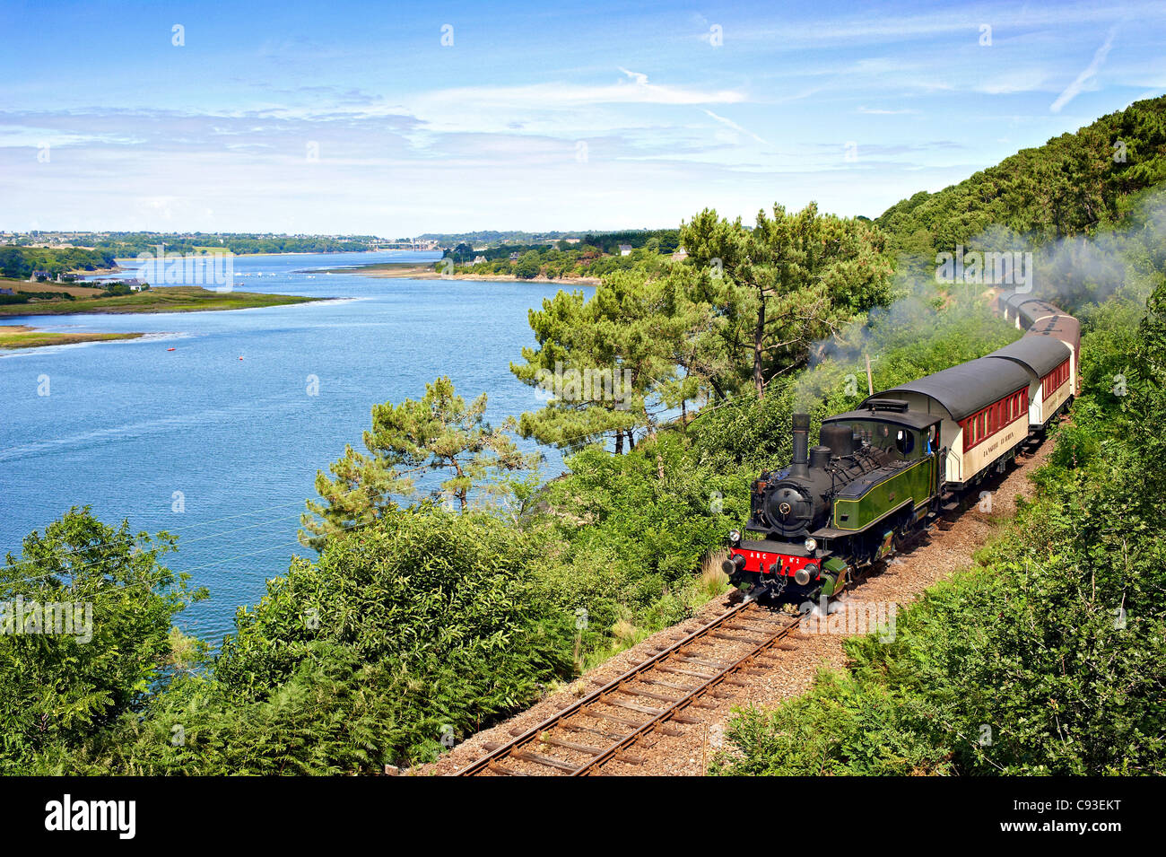 Historische Eisenbahn: la Vapeur du Trieux, Frankreich. Stockfoto