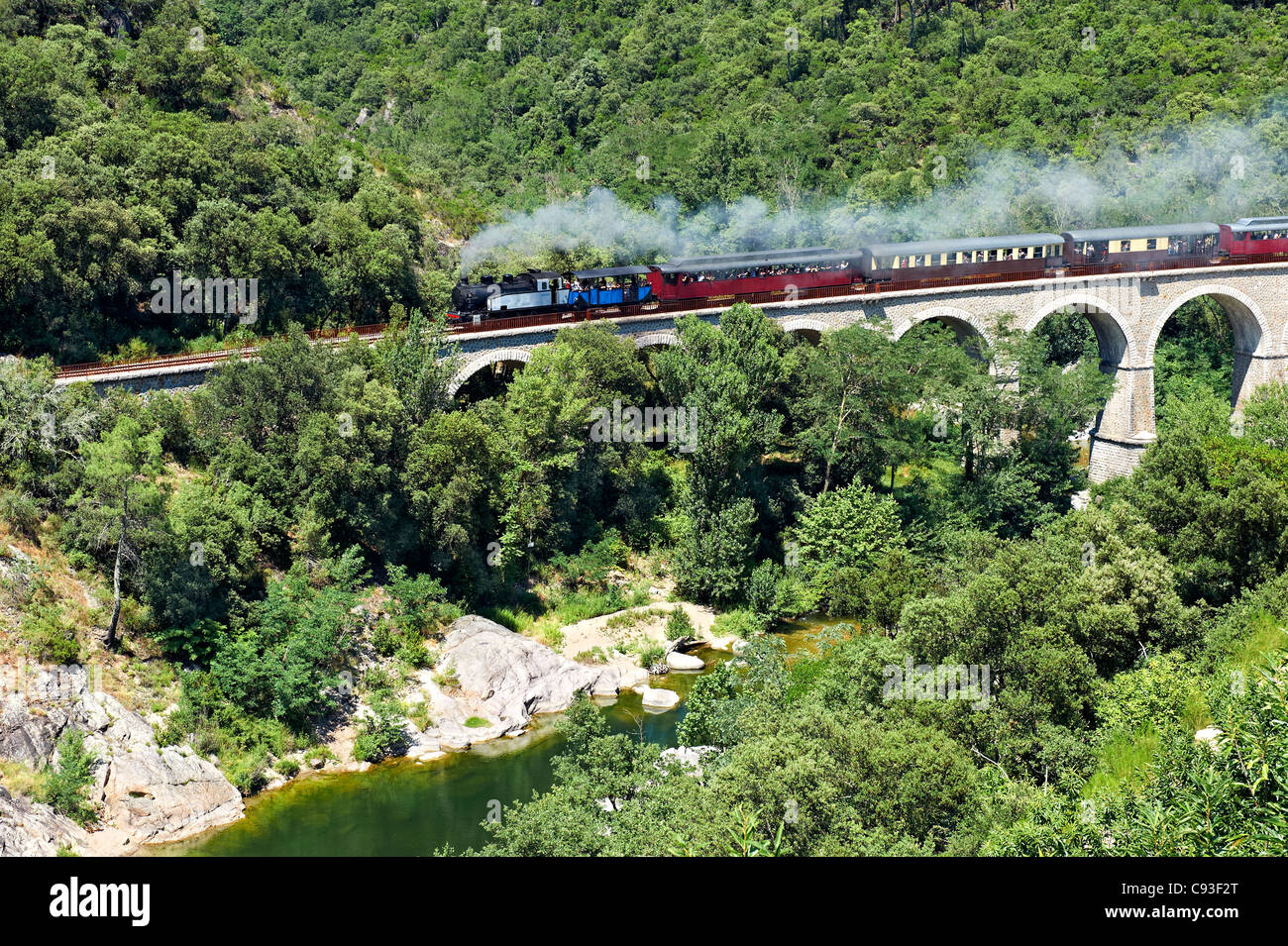 Historischer Zug: Zug des Cevennen, Frankreich. Stockfoto