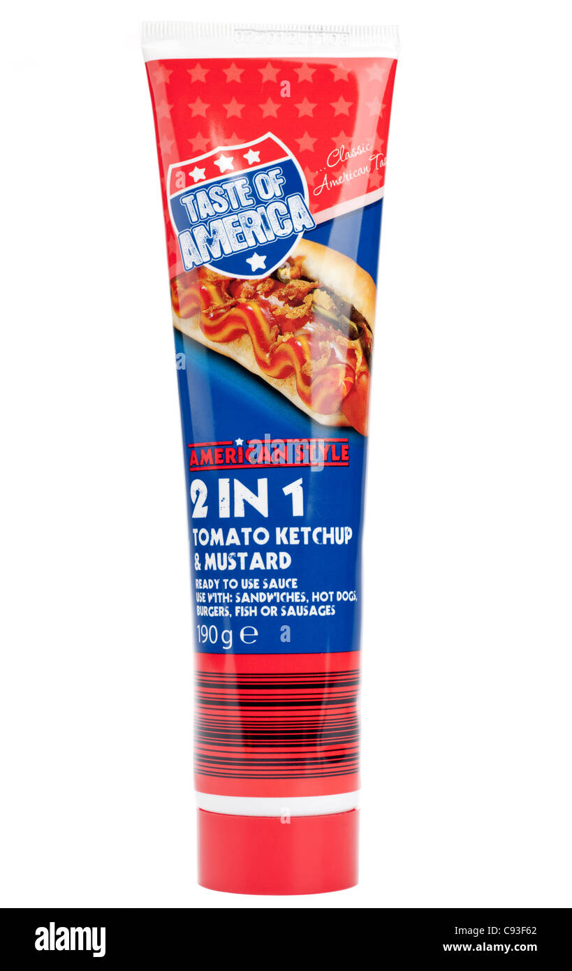 Rohr 2 in 1Taste Amerika-Tomaten-Ketchup und Senf sauce Stockfotografie -  Alamy