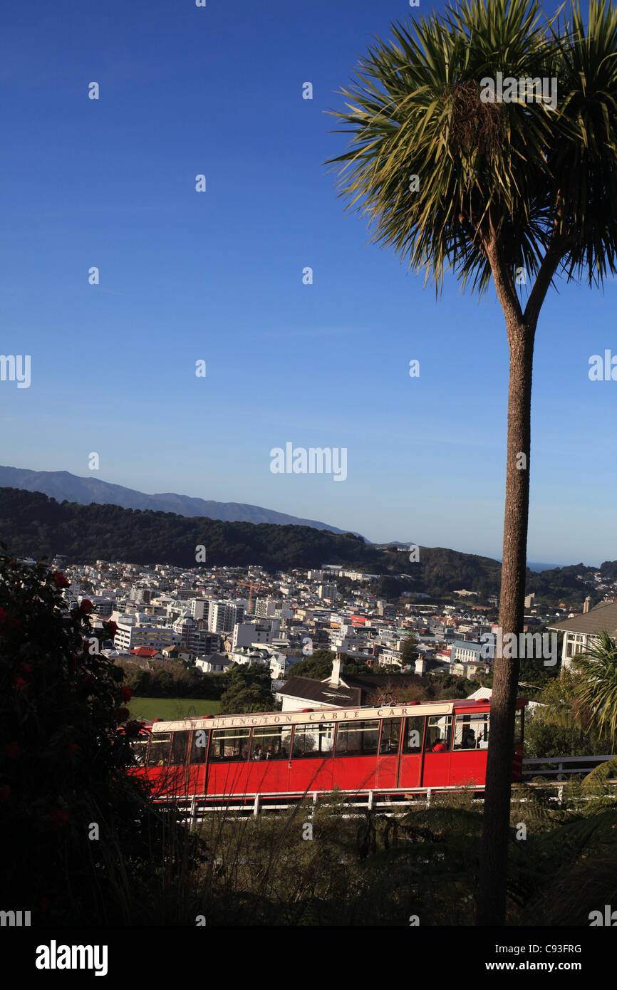 Die Wellington Cable Car, einer der ältesten & beliebtesten Touristenattraktionen Wellingtons. Stockfoto